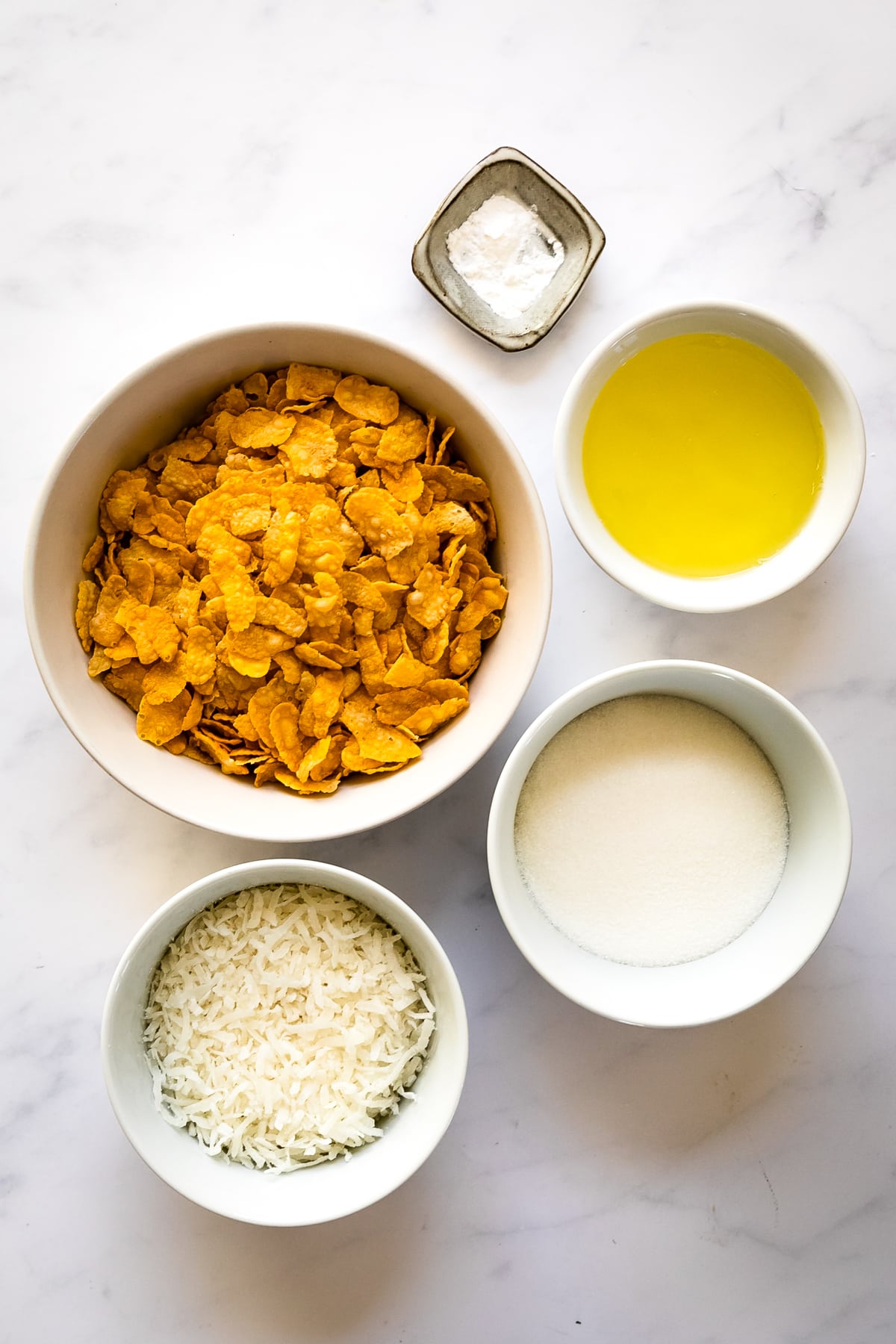 cornflakes, coconut, egg whites, sugar