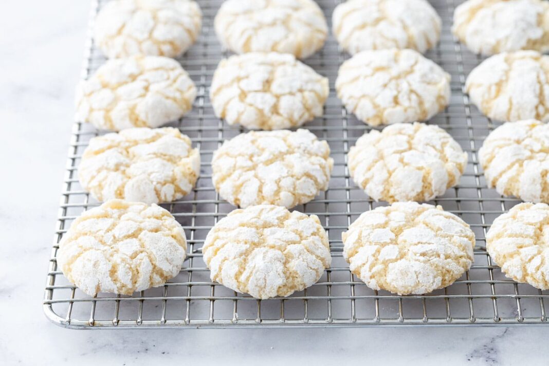 Chewy Lemon Almond Crinkle Cookies