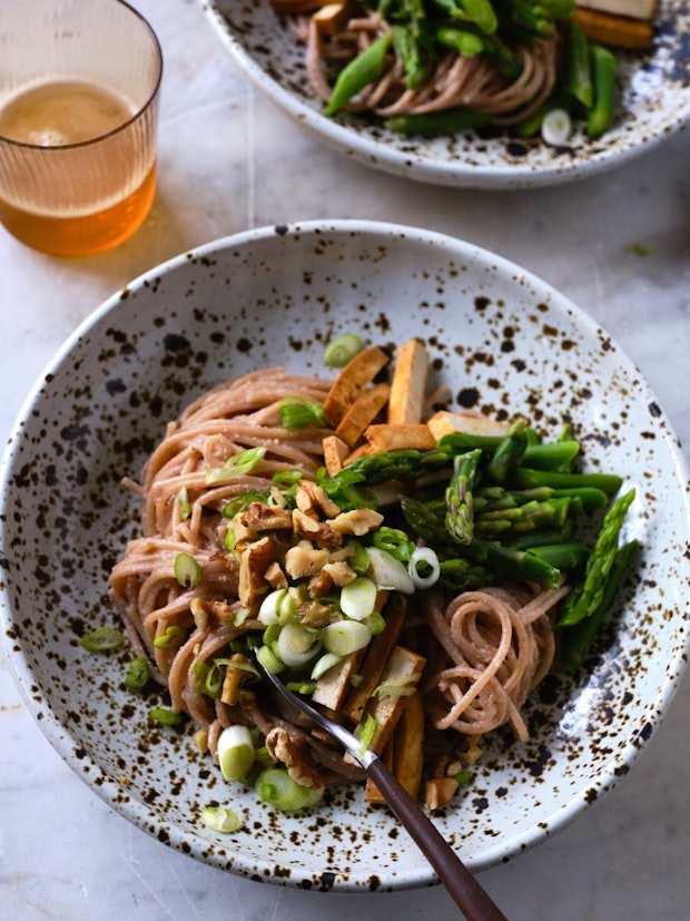 Walnut Miso Noodles in a Bowl