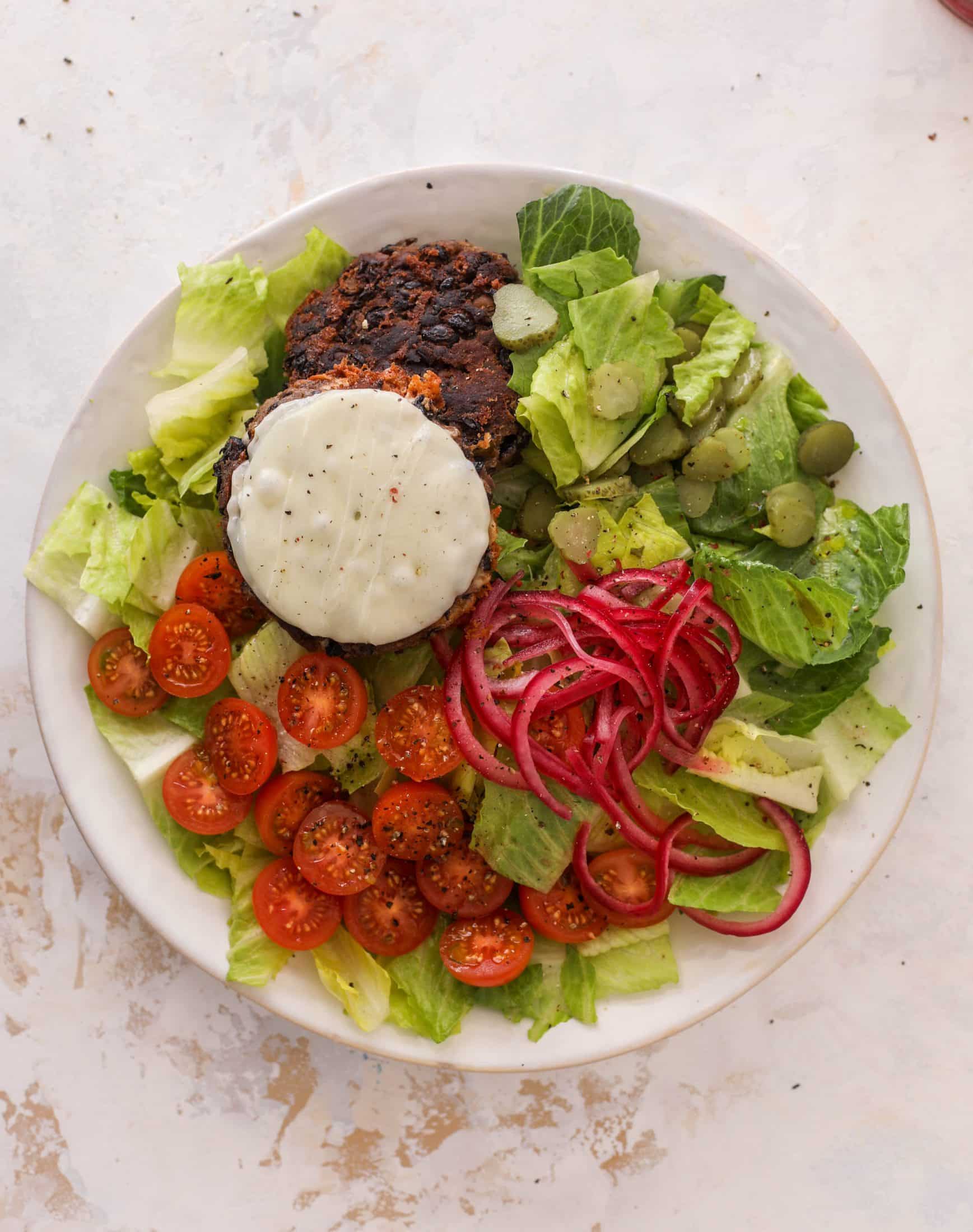 black bean burger bowls