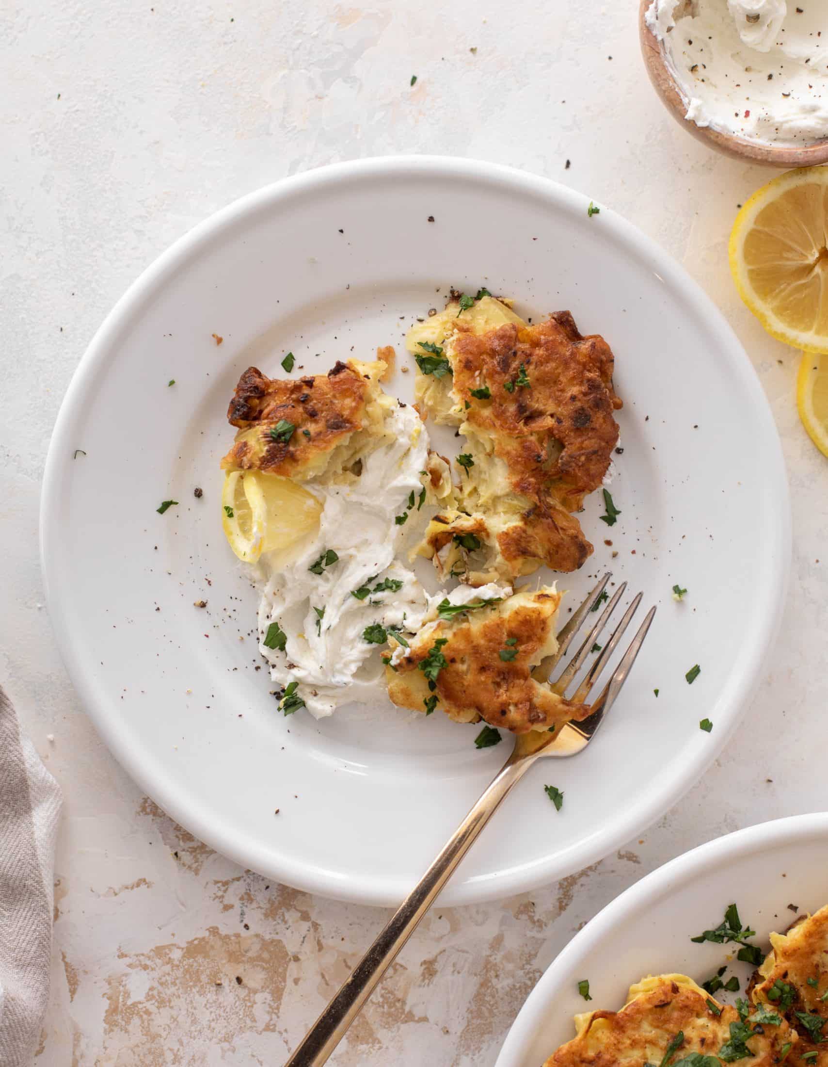 artichoke fritters with whipped goat cheese