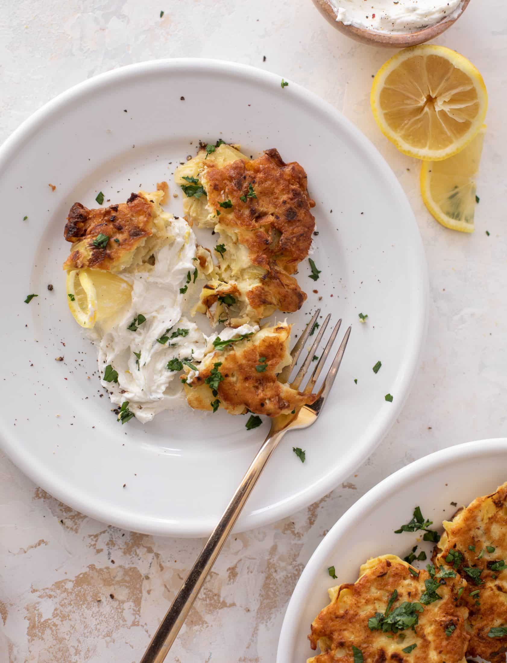 artichoke fritters with whipped goat cheese