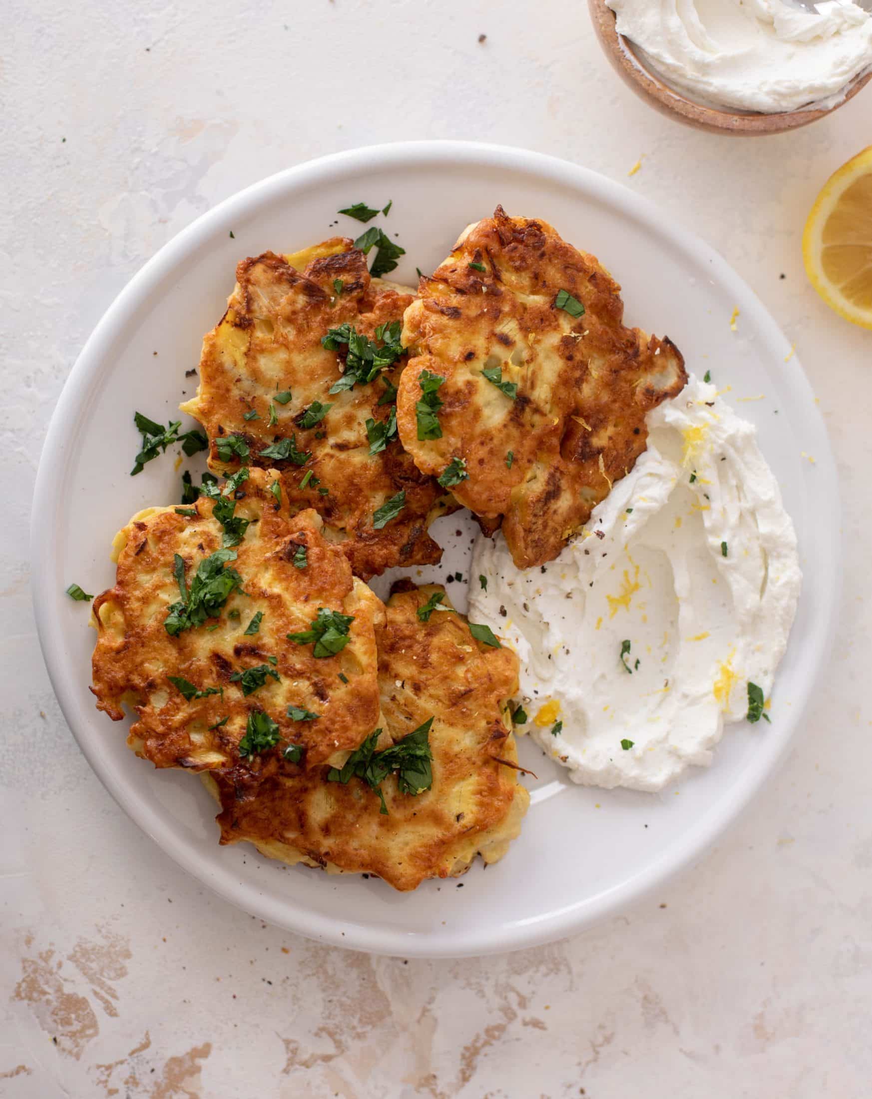 artichoke fritters with whipped goat cheese