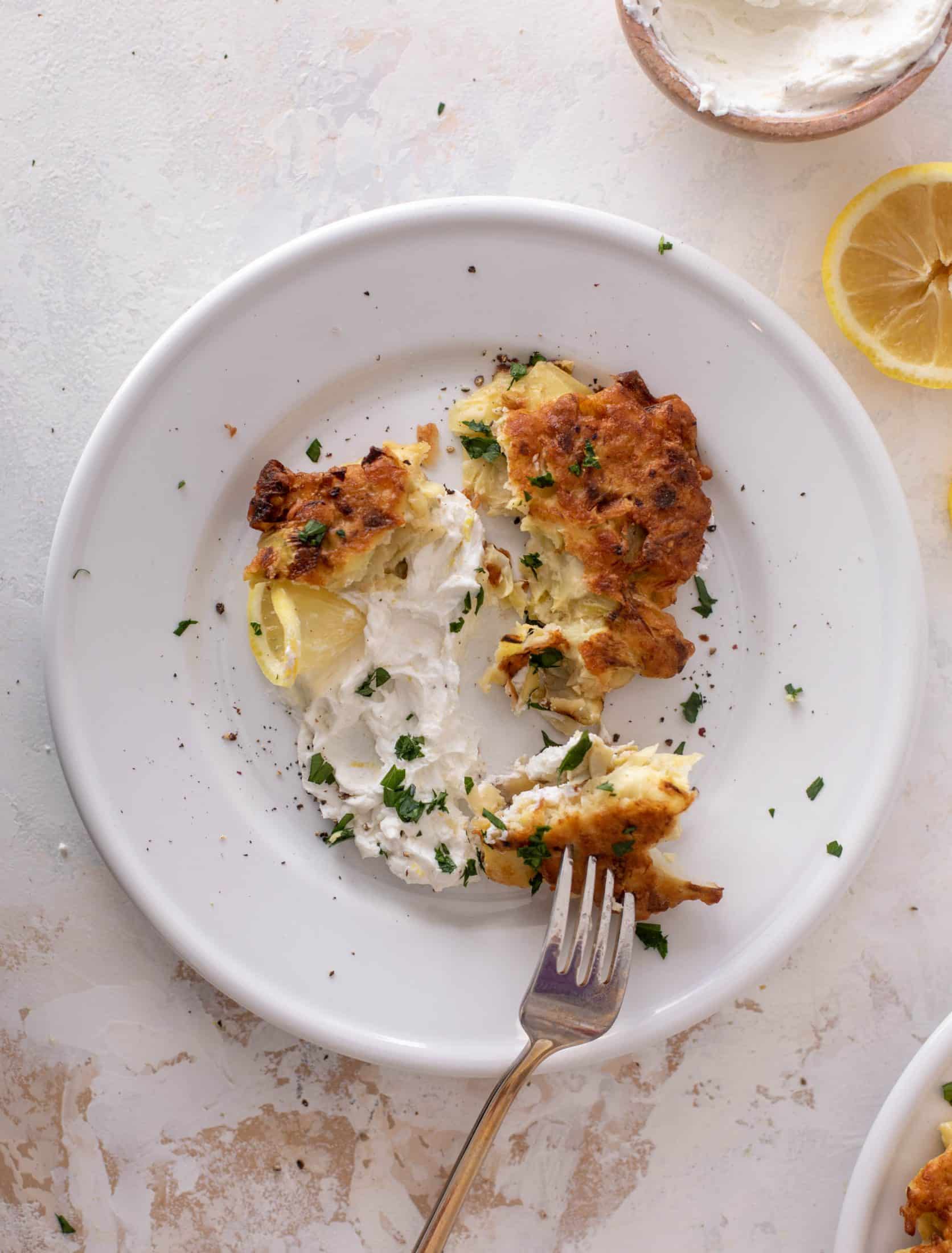 artichoke fritters with whipped goat cheese