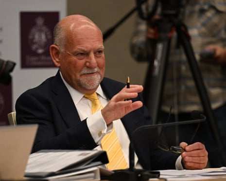 Committee chair Rob Roberts questions political staffers at the inquiry on Friday